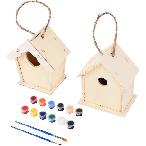 Nichoir à faire soi-même : Nichoir en bois créatif avec pendentif - Décoration facile pour les activités manuelles des enfants (1/5)