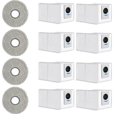 12 Pices Kit accessoires pour Ecovacs DEEBOT T30 Pro Omni / T30 Max, 8 Sac Aspirateur 4 Chiffon Lavable, Ensemble accessoires pour Aspirateur Robot (1/5)