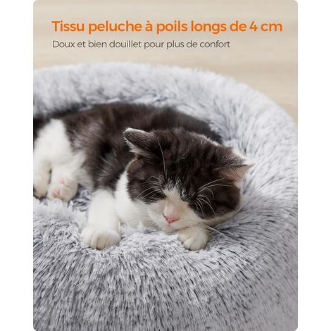 Dog Bed, Round Donut Bed, Sofa, Central Cushion, Removable and Washable, Soft Plush Fabric, Diameter 40 cm, Grey Ombre (1/4)