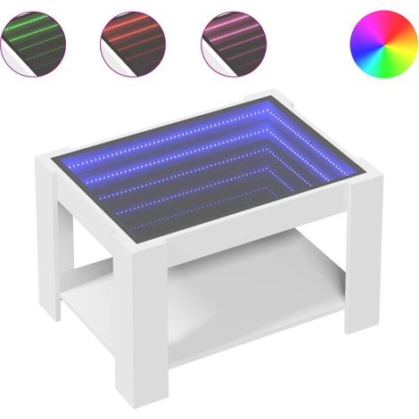 Maison Exclusive - Couchtisch mit LED-Leuchten Weiß 73x53x45 cm H