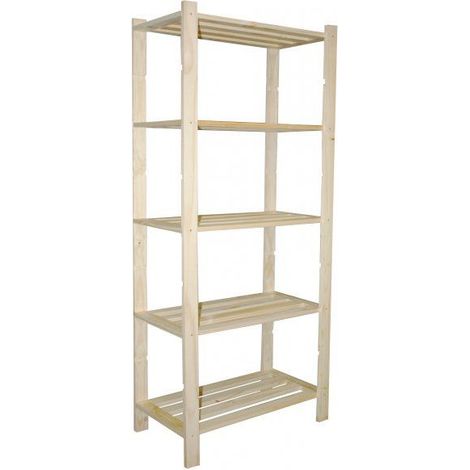 Scaffale 5 ripiani a doghe 70x30x170 cm in Legno di Pino Naturale (1/2)