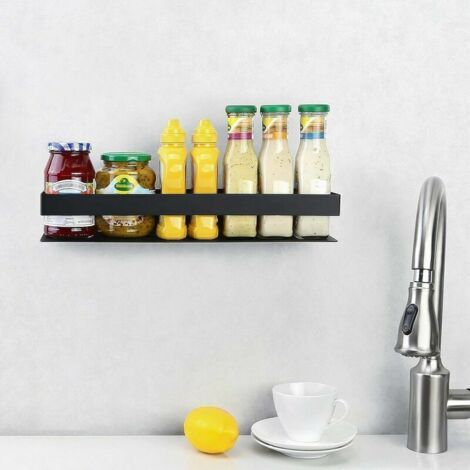 NALOOKAMIC Etagere Murale Salle De Bain Etagere Douche Acier Inoxydable 40 CM Etagère Murale Acier Noir, (1/3)