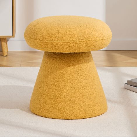 Taburete giratorio de terciopelo Teddy en forma de hongo amarillo (1/5)