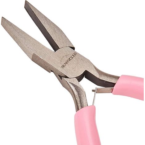 Mini pince à bec plat de 11,4 cm - Outils de formage de fils - Rose - Petite pince à bec plat pour la fabrication de bijoux, les projets de loisirs, le pliage (1/5)