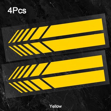Autocollants réfléchissants JDM (jaunes) pour voiture - Bandes classiques en vinyle, auto-adhésifs et faciles à installer - Compatibles avec tous types de carrosserie - Imperméables, lot de 4 (1/4)