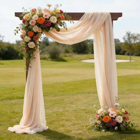 Mariage Arche Tenture Voilage Arche Mariage 160 x 600 cm Voilage Champagne Rideau En Tulle Décoration pour Cérémonie Fête Toile de Fond (1/5)