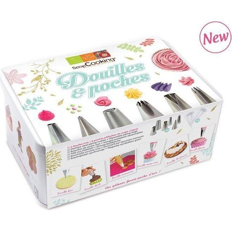 Coffret à pâtisserie - 6 douilles inox et poches jetables