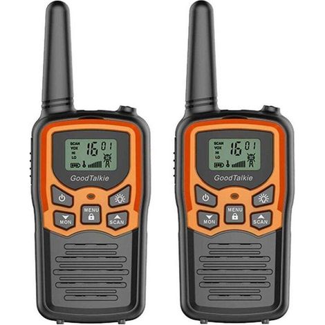 Talkie-Walkies numériques Longue Distance 8km, écran LCD Son Digital, Jeu de Communication et d'action pour Aventure en Plein air, Clip Ceinture, Orange-2pcs (1/3)