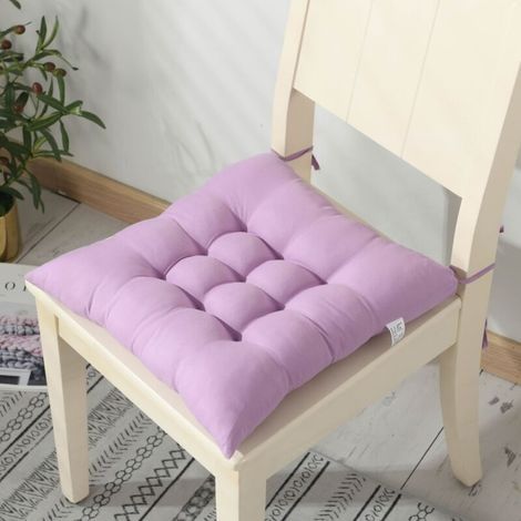 Coussin de chaise de bureau, coussin de siège, coussin de chaise avec attaches, tapis de chaise carré épais et doux pour salle à manger - 40 x 40 cm - Coussin de meuble, violet (1/4)