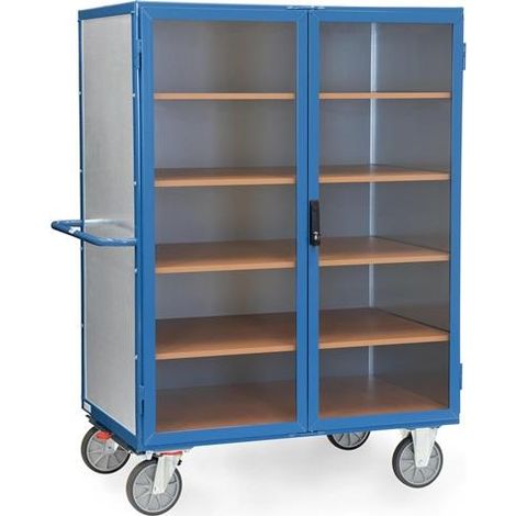 Fetra Kastenwagen 750 kg Tragkraft aus verzinktem Stahlblech, Flügeltür mit transparenter Füllung, verschließbar 1200x780mm (1/2)
