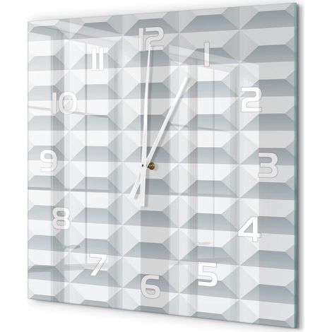Grande Horloge Murale Carrée Originale en Verre Silencieuse Design Moderne Salon Arrière-plan géométrique 60x60 cm (1/5)