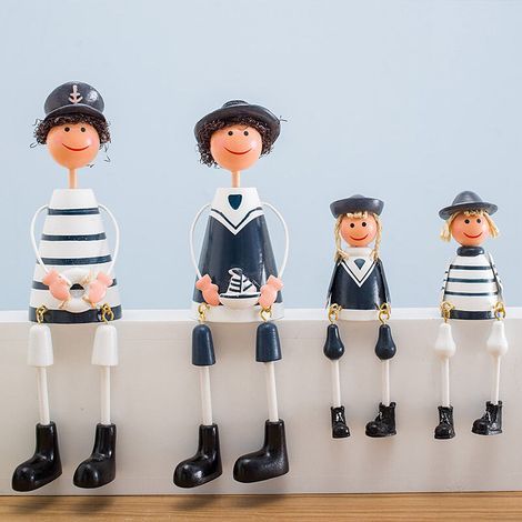 Figurines de marins, style méditerranéen, pour salon familial, navire de guerre.