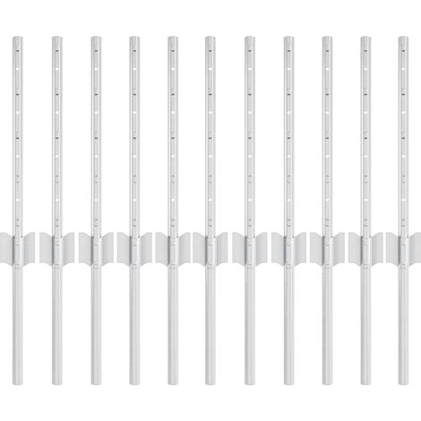 Poteau de clôture. 11 pcs Argenté 40 cm Acier (1/5)