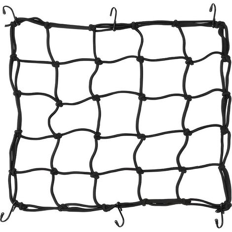 Filet Élastique à Bagages Araignée 6 Crochets Moto Scooter Bicyclette VTT Extensible 40 x 40 cm Noir 1 Pièce (1/5)