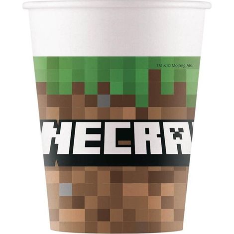 Bicchieri di carta Minecraft da 200 ml, 8 pezzi.