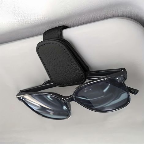 Support magnétique pour lunettes de soleil de voiture, clip en cuir véritable pour pare-soleil, crochet pour lunettes (1/5)