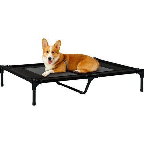 Lit pour chien extérieur pliable et respirant noir 92x76 cm pour grands chiens (1/5)