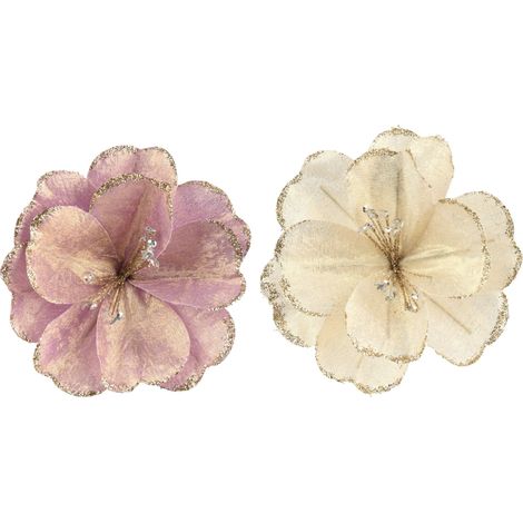 Fiore decorativo con glitter e paillettes D 14 cm colori modello assortito Peraga Christmas