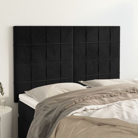 Lot de 4 Têtes de lit,Panneau de lit,Pour Lit adulte,Décoration murale Noir 72x5x78/88 cm Velours XJDT211920 (1/5)