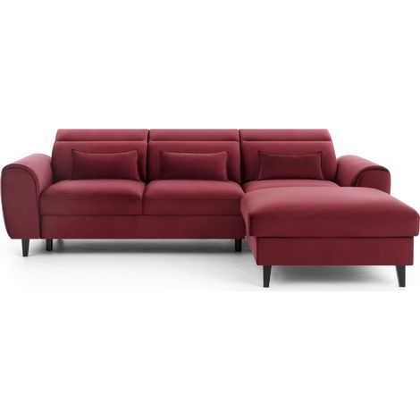 Canapé d'angle convertible rouge angle droit 4 places FABLE (1/5)