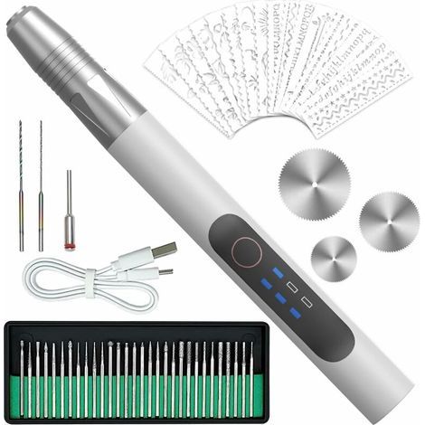 Elektrischer Gravierstift, multifunktionales Gravierwerkzeug, kabelloses, tragbares Gravierwerkzeug, Gravierstift, USB-aufladbar, tragbarer Rotationsgravierer für Schmuckgravuren (1/5)