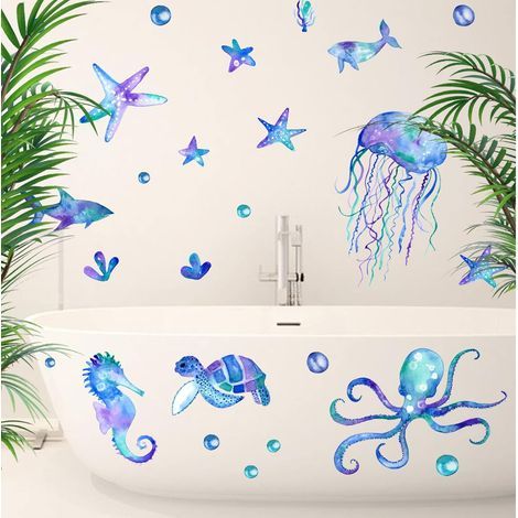 Soffitto stellato fosforescente, adesivo murale luminoso, adesivo murale per bambini con animali marini e pesci (1/5)