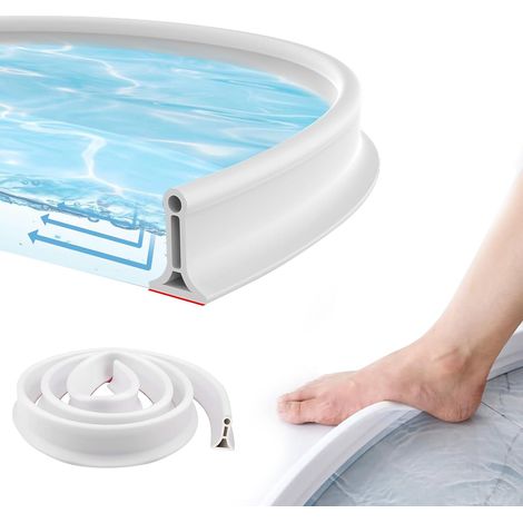 2 m Shower Threshold, Rubber Seal Shower Door, Anti-Overflow Shower Threshold, Mould Resistant for Frameless Shower and Kitchen, White (1/5)