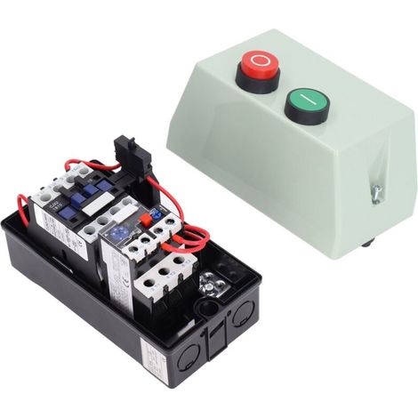 Jeffergarden Démarreur moteur magnétique avec rondelles caoutchouc – Protection 12‑18A – Contrôle électrique fiable et sécurité surcharge (1/5)