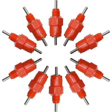 Automatique Tétine Abreuvoir,Abreuvoirs Automatiques Kit,Abreuvoir Volaille en Plastique,Volaille Automatique Abreuvoir,Abreuvoir de Volaille,Eau Mamelons Abreuvoirs,pour Poulet Canard Volaille,10Pc (1/5)