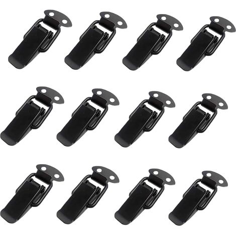 12 Pièces Bascule à Ressort Bascule, Fermeture à Levier Moraillon, Serrure à Ressort en Acier Inoxydable, Noir, Pour Valise, Boîte à Outils, Tiroir, Coffre, Armoire, Casiers (1/5)