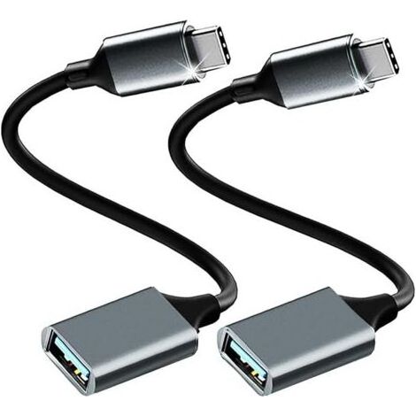 Adaptateur USB C vers USB 3.0 [Lot de 2] Câble OTG USB Type C Mâle vers USB A Femelle, Compatible avec iPhone 16 Pro Max/15 Pro Max, iPad Pro, MacBook Pro/Air, Galaxy S24/S23/S22, Note, Gris (1/5)