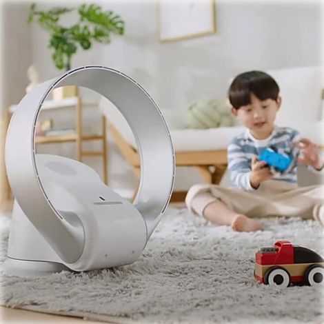 Ventilateur turbine silencieux 3000Ah-5000Ah, ventilateur de table sans pales, ventilateur mural électrique oscillant, avec télécommande, adapté pour chambre et bureau (puissance et tension du vent) (1/5)