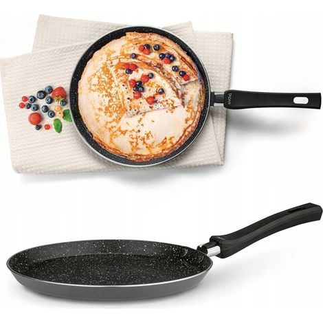 Sartén antiadherente para tortitas, apta para inducción, 24 cm, mármol gris.
