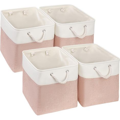 4 Cubes De Rangement Tissu 30x30x30cm Poignée Souple Pour Vêtements Jouets Chambre (1/5)