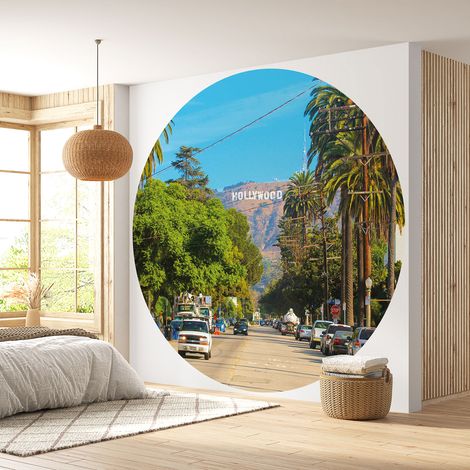 Papier peint rond / cercle - Hollywood - Diamètre 120 cm (1/4)