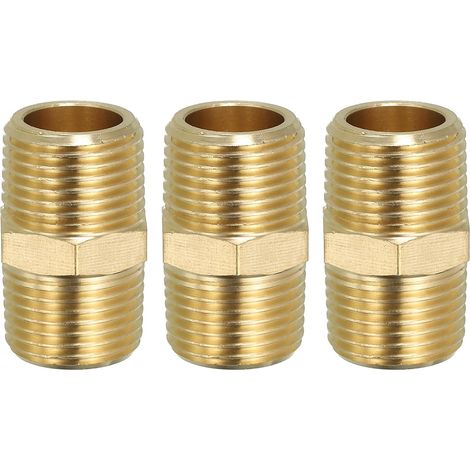 Raccord de Tuyau Hexagonal En Laiton Massif, Adaptateur Filetage, Lot 5, 1/4" Npt X 1/8" Npt, Connecteurs Ligne D'Eau Mâles - 3/8" NPT x (1/5)