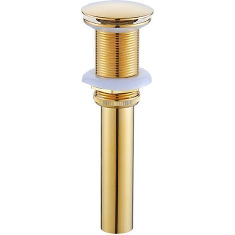 Bonde et accessoires pour vasque et lavabo,Pop-up Rétro Bouchon Bonde de Lavabo Vidange sans Trop-Plein en Laiton Bronzé Universel Valve Draineur d’Evier Vasque Siphon, Or (1/2)