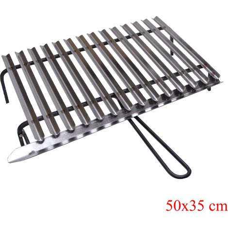 Graticola in acciaio, griglia inox per barbecue con recupero oli + omaggio scegli la misura: 50x35 cm