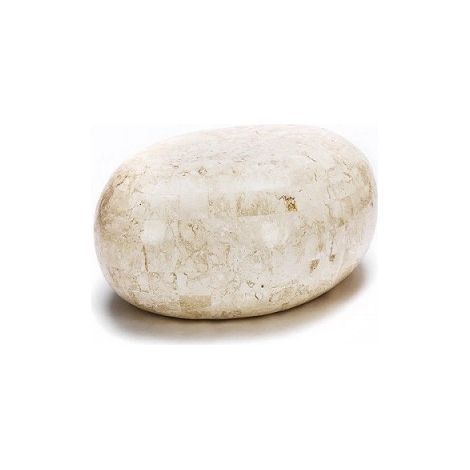 Mesa auxiliar moderna de piedra beige 50 x 75 x 27 cm (1/5)