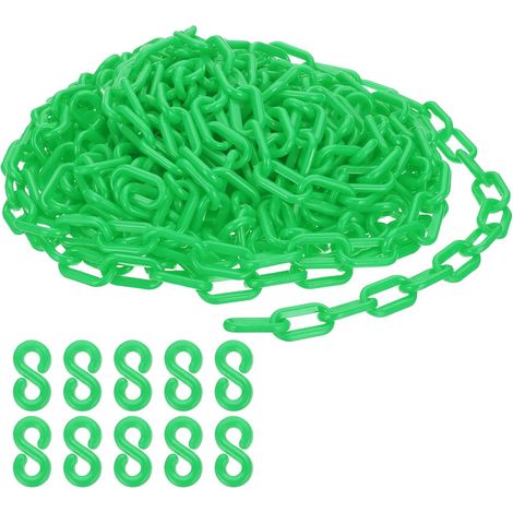 Chaîne en plastique verte, 39 pieds 6mm Chaîne de sécurité pour le contrôle de foule, file d'attente, parking, clôture, portail, concert, chantier et décoration (1/5)