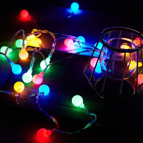 Guirlande lumineuse LED blanche à boules, 30 m, 300 LED, à brancher, décoration extérieure pour Noël et fêtes (1/3)