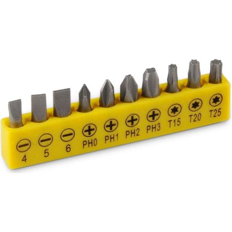Set di 10 punte corte per cacciavite PH4 con portapunte, 8 x 2,5 x 1, adatte per trapani e prolunghe. (1/4)