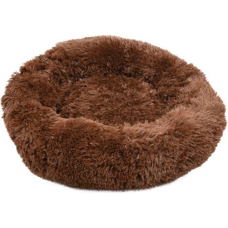 1 - Coussin Pour Chien - Panier Rond - Forme Donut - Douillet Et Confortable - Pour Animaux De Compagnie - Marron Foncé - 50x50cm (1/5)