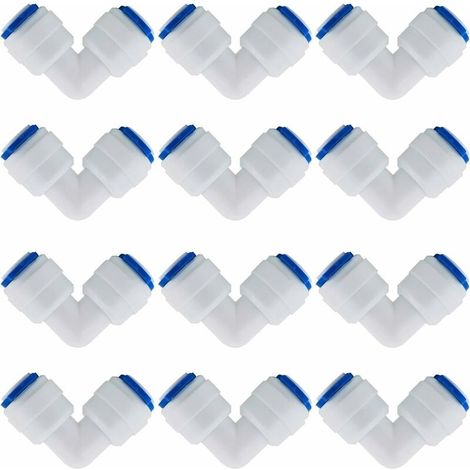 12 Pcs Accessoires De Filtre à Eau RO Raccord De Buse 1/4 Pouces 90 Degree Right Angle Fast Docking pour Raccorder Les Raccords De Tuyauterie d'eau, Tuyau de réfrigérateur (1/3)