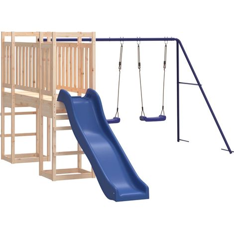 Altalena per parco giochi all'aperto scivolo altalena robusta giochi da giardino 53 x 397 x 169 cm in legno di pino massiccio