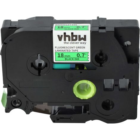 vhbw Label Tape Replacement for Brother TZE-241, TZ-241 for Label Printer 8m x 18 mm, Black on Neon-Green (1/4)