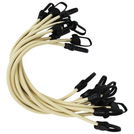 Lot de 10 tendeurs sandows sécurisés 60 cm – Embouts en plastique – Charge maximale 100 kg – Normés CE pour bâches d’hivernage (1/5)
