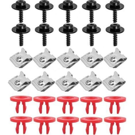 30 clip metalliche a forma di U con viti autofilettanti a testa esagonale per parafanghi auto