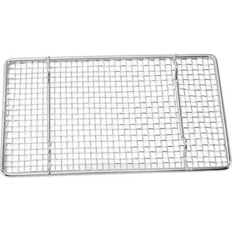 Grille de refroidissement pour la cuisson au four, en fil d'acier inoxydable, résistante aux hautes températures, idéale pour rôtir, griller et rôtir. Forme rectangulaire, 19,2 cm. (1/5)