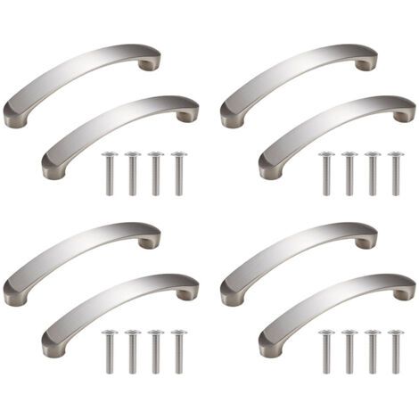 Aluminum Kitchen Cabinet Door Handles (96mm), 8 Pieces, Silver Drawer Pulls for Living Room Furniture with Screws (1/5)